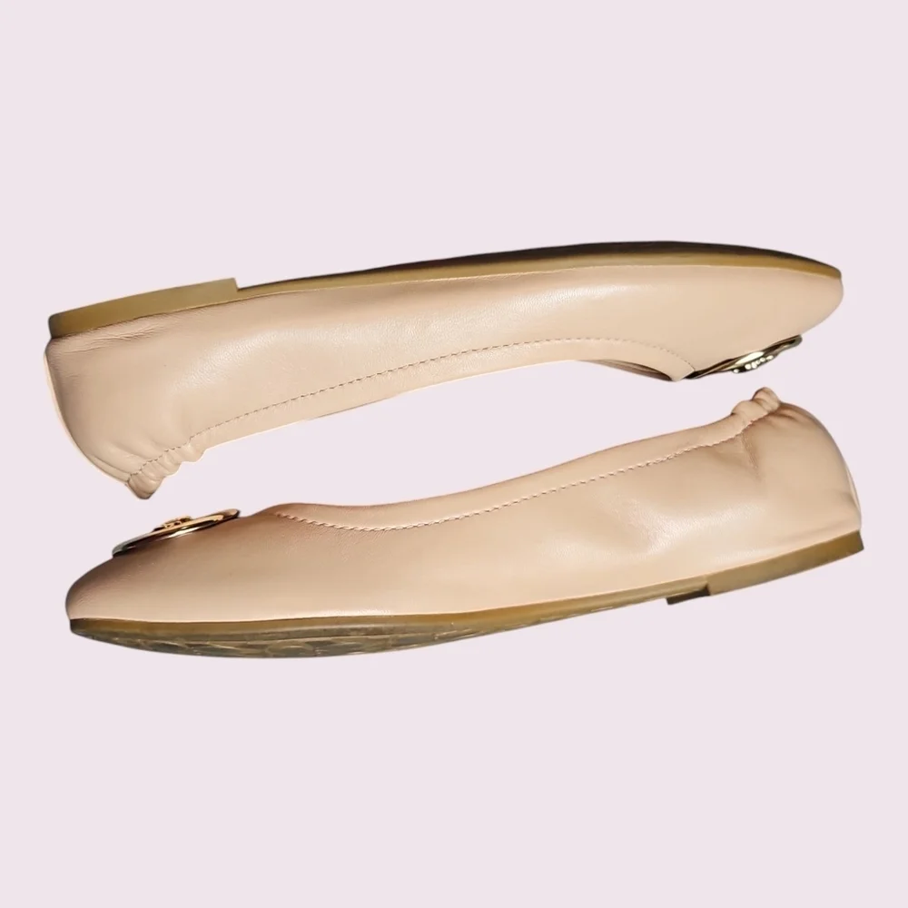 Coach Women's Bailey Leather Tan Ballet Flats Size 7.5